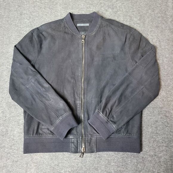 John Varvatos Collection Easy-Fit Men's Jacket Size L Black Goatskin Zip Bomber - Picture 2 of 16